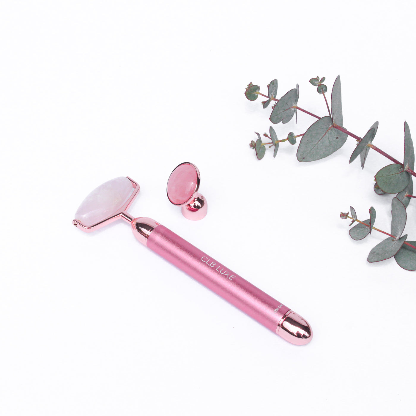 Rose Quartz Sonic Vibration Contour Roller CLB LUXE Rose Quartz Sonic Vibration Contour Roller CLB LUXE